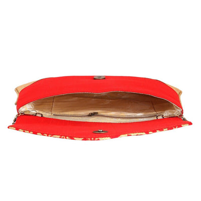 Sukkhi Red and Gold Oversized Clutch Cum Sling Bag-2