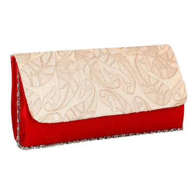 Sukkhi Designer Red and White Clutch Handbag