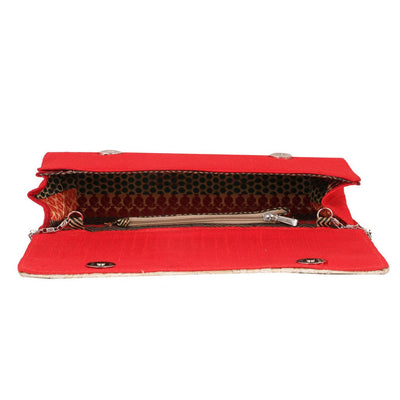 Sukkhi Designer Red and White Clutch Handbag-2