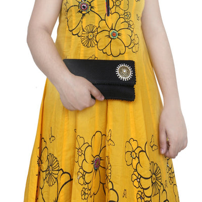Sukkhi Elegant Black and Gold Clutch Handbag-3