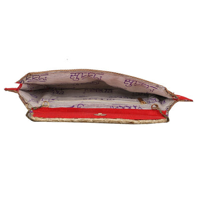Sukkhi Must Have Red and Golden Clutch Handbag-2