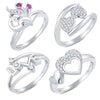 Sukkhi Valentine Collection Stylish Rhodium Plated Cz Combo Ring For Women Pack Of 4