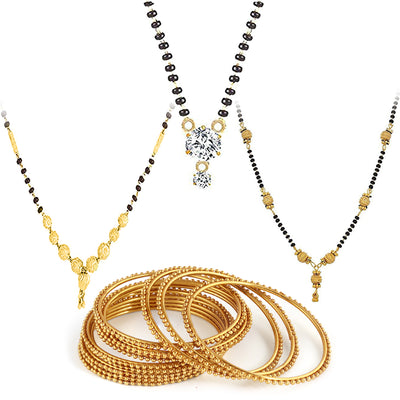 Sukkhi Traditional Gold Plated Mangalsutra & Bangle Combo For Women