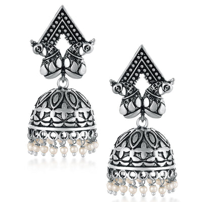 Sukkhi Trendy Oxidised Pearl Peacock Earring Combo For Women