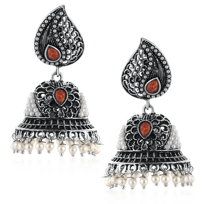 Sukkhi Glistening Oxidised Pearl Peacock Earring Combo For Women