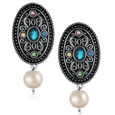 Sukkhi Brilliant Oxidised Pearl Earring Combo For Women