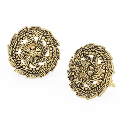Sukkhi Exclusive Oxidised Gold Plated Floral Stud Earring Combo For Women