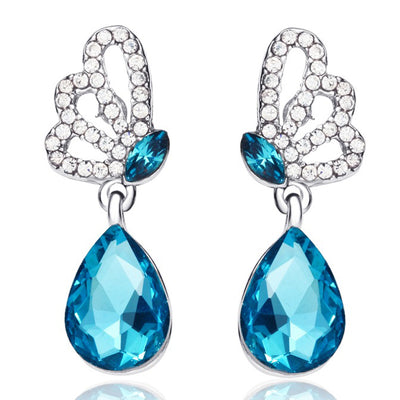 Sukkhi Glittery Crystal Rhodium Plated Floral Earring Combo For Women