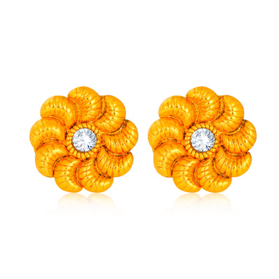 Sukkhi Excellent Pearl Gold Plated Floral Earring Combo For Women