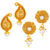 Sukkhi Astonish Pearl Gold Plated Floral Earring Combo For Women