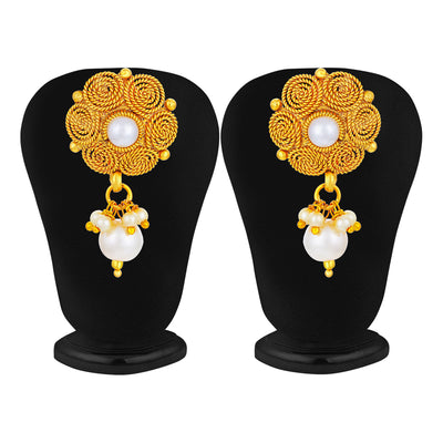 Sukkhi Astonish Pearl Gold Plated Floral Earring Combo For Women