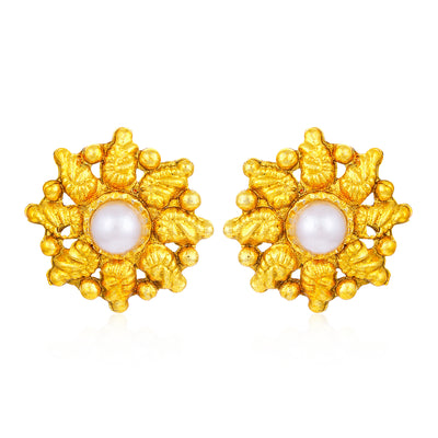 Sukkhi Dazzling Pearl Gold Plated Floral Earring Combo For Women