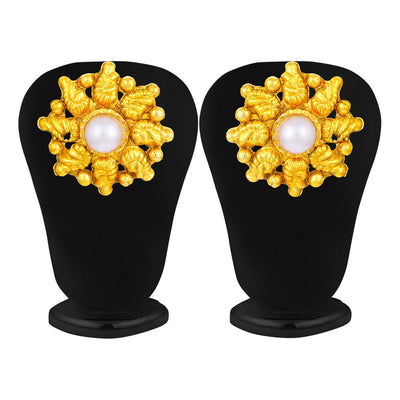 Sukkhi Dazzling Pearl Gold Plated Floral Earring Combo For Women