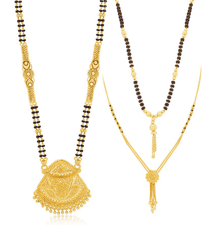 Sukkhi Enchanting Gold Plated Mangalsutra Pendant Combo for Women