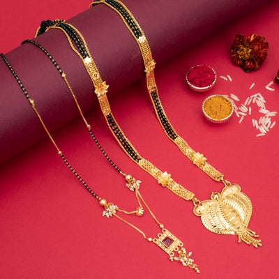 Sukkhi Felicitous Gold Plated Mangalsutra Pendant Combo for Women