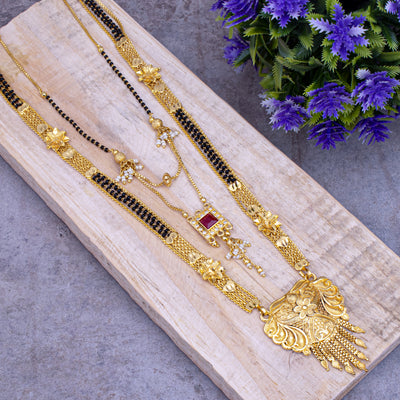 Sukkhi Majestic Gold Plated Mangalsutra Pendant Combo for Women