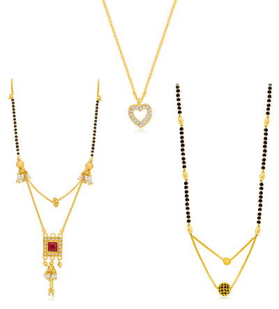 Sukkhi Delightful Gold Plated Mangalsutra Pendant Combo for Women