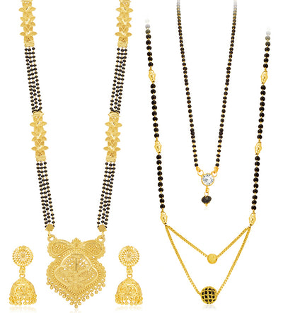 Sukkhi Ethnic Gold Plated Combo Mangalsutra Set for Women