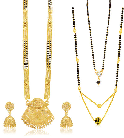 Sukkhi Traditional Gold Plated Combo Mangalsutra Set for Women