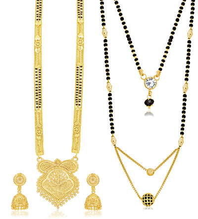 Sukkhi Elegant Gold Plated Combo Mangalsutra Set for Women