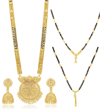 Sukkhi Spectacular Gold Plated Combo Mangalsutra Set for Women