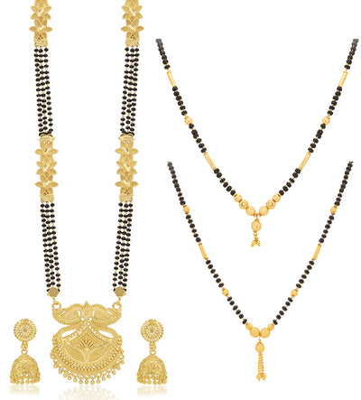 Sukkhi Glitzy Gold Plated Combo Mangalsutra Set for Women