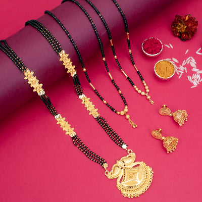 Sukkhi Glitzy Gold Plated Combo Mangalsutra Set for Women