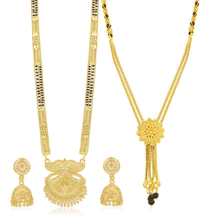 Sukkhi Incrediable Gold Plated Combo Mangalsutra Set for Women