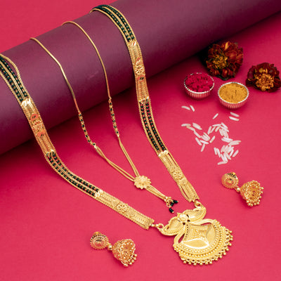 Sukkhi Incrediable Gold Plated Combo Mangalsutra Set for Women