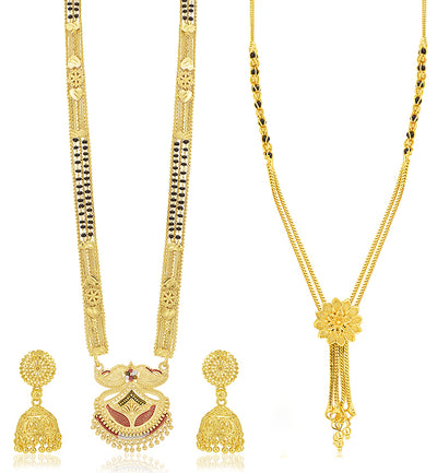 Sukkhi Resplendent Gold Plated Combo Mangalsutra Set for Women