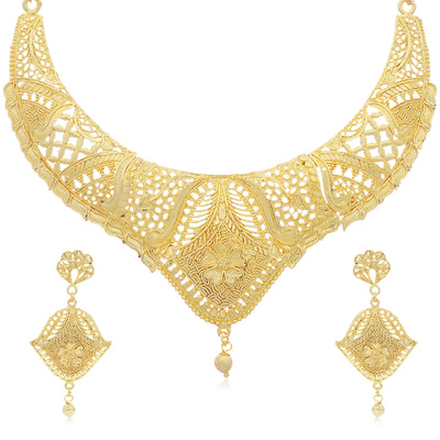 Sukkhi Marvellous 24 Carat Gold Plated Choker Necklace Set Combo For Women