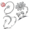 Sukkhi Stylish Crystal Rhodium Plated Floral Ring Combo For Women