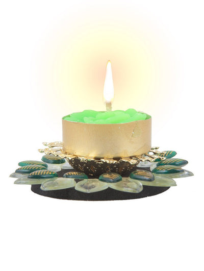 Sukkhi Must-Have Floral Diya Candle in Green-1