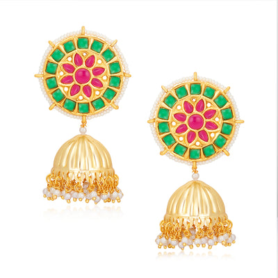 Sukkhi Attractive Pearl Gold Plated Jhumki Earring for Women