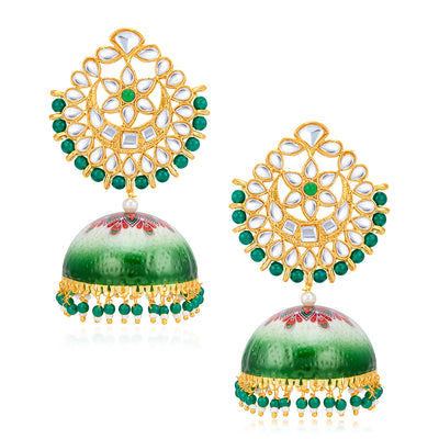 Sukkhi Spectacular Pearl Gold Plated Kundan Jhumki Earring for Women