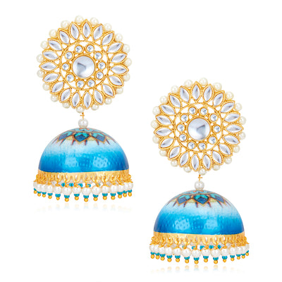 Sukkhi Classy Pearl Gold Plated Kundan Jhumki Earring for Women