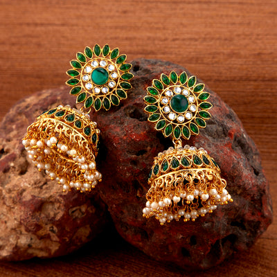 Sukkhi Ravishing Pearl Gold Plated Kundan Jhumki Earring for Women