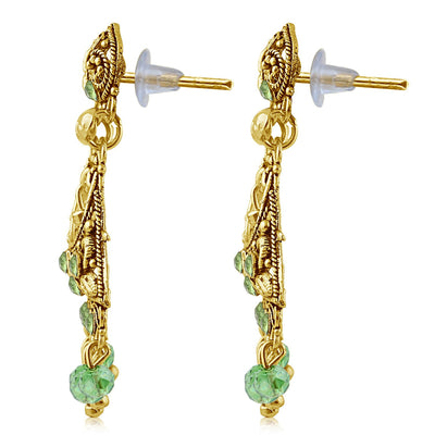 Sukkhi Fine Gold Plated Green Studded Chandelier Stone Earring For Women-2