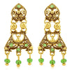 Sukkhi Sleek Gold Plated Green Studded Chandelier Stone Earring For Women