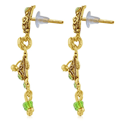 Sukkhi Sleek Gold Plated Green Studded Chandelier Stone Earring For Women-2