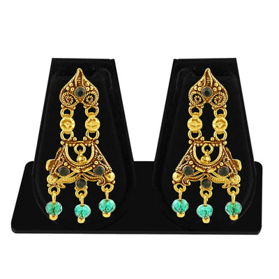 Sukkhi Traditionally Gold Plated Green Studded Chandelier Stone Earring For Women-1