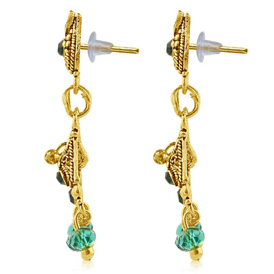 Sukkhi Traditionally Gold Plated Green Studded Chandelier Stone Earring For Women-2
