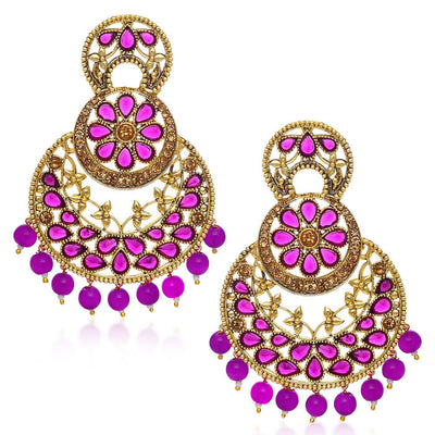 Sukkhi Dazzling Gold Plated Purple Chandbali for women