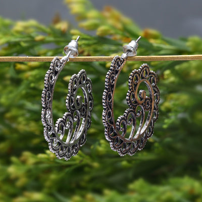Sukkhi Lavish Rhodium plated filigree design drop earring for women