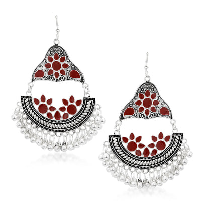 Sukkhi Dazzling Rhodium Plated Chandbali Earring for Women