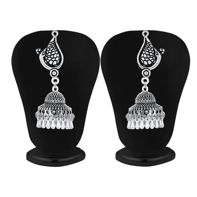 Sukkhi Classy Oxidised Plated Peacock Jhumki Earrings For Women