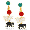 Sukkhi Classy Gold Plated Meenakari Enamelling Lotus & Elephant Dangle Earring For Women