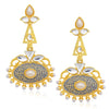 Sukkhi Classic Gold Plated Pearl Blue Mint Meena Collection Chandelier Earring For Women