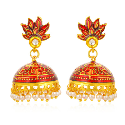 Sukkhi Exotic Floral Meenakari Gold Plated Earring for Women