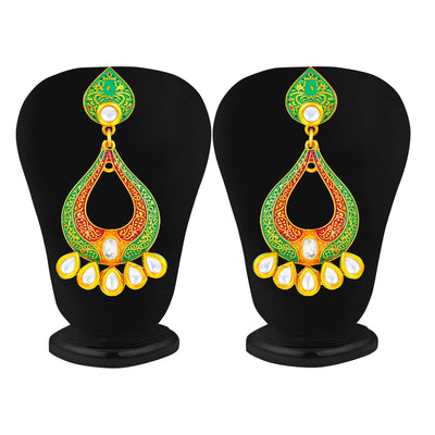 Sukkhi Gorgeous Kundan Mint Meena Collection Gold Plated Earring for Women